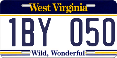 WV license plate 1BY050