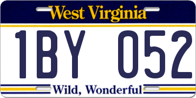 WV license plate 1BY052
