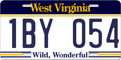 WV license plate 1BY054