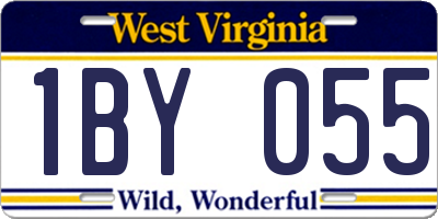 WV license plate 1BY055