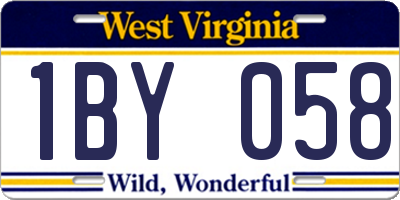WV license plate 1BY058