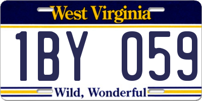 WV license plate 1BY059
