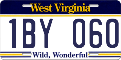 WV license plate 1BY060