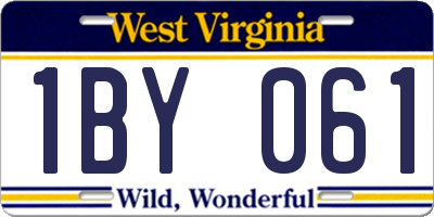 WV license plate 1BY061
