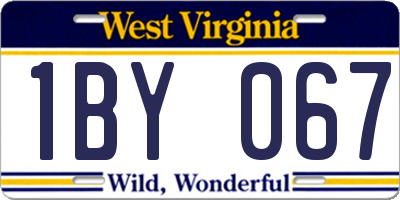 WV license plate 1BY067