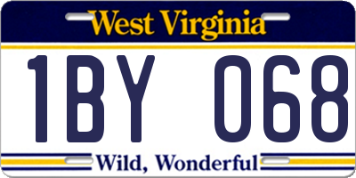 WV license plate 1BY068