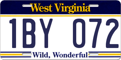 WV license plate 1BY072