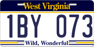WV license plate 1BY073