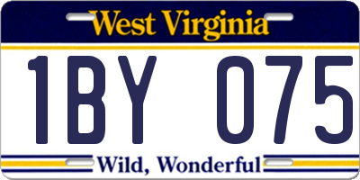WV license plate 1BY075