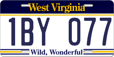 WV license plate 1BY077