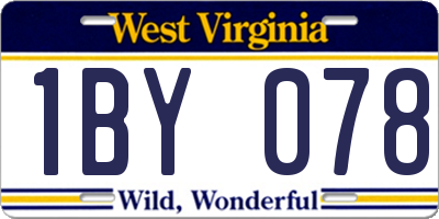 WV license plate 1BY078