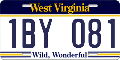 WV license plate 1BY081