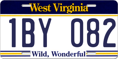 WV license plate 1BY082
