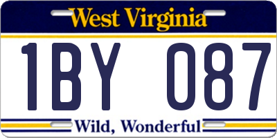 WV license plate 1BY087