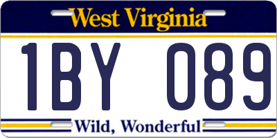 WV license plate 1BY089