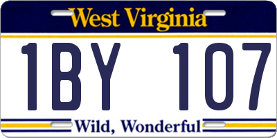 WV license plate 1BY107