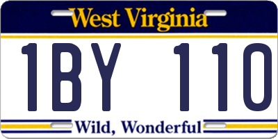 WV license plate 1BY110