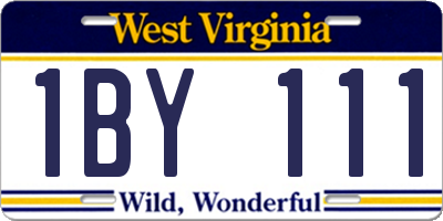 WV license plate 1BY111