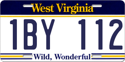 WV license plate 1BY112