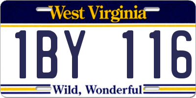 WV license plate 1BY116