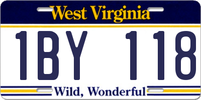 WV license plate 1BY118