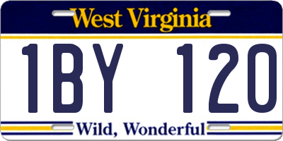 WV license plate 1BY120
