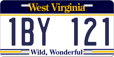 WV license plate 1BY121