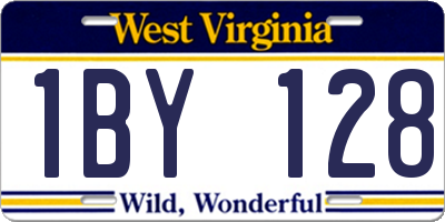 WV license plate 1BY128