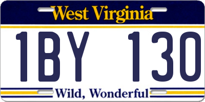 WV license plate 1BY130