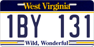 WV license plate 1BY131