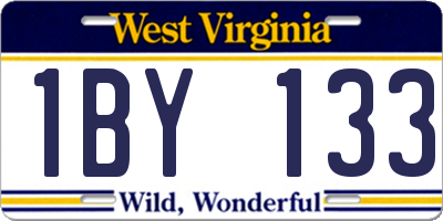WV license plate 1BY133