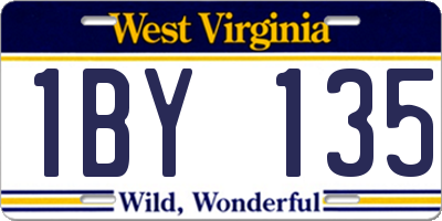 WV license plate 1BY135