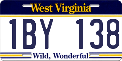 WV license plate 1BY138