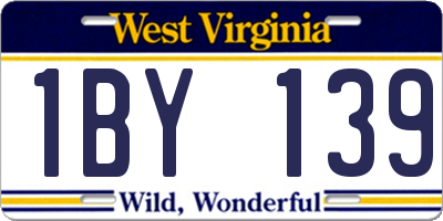 WV license plate 1BY139