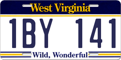 WV license plate 1BY141