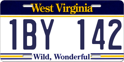 WV license plate 1BY142