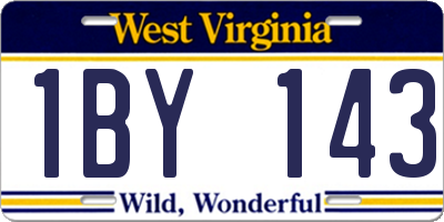 WV license plate 1BY143