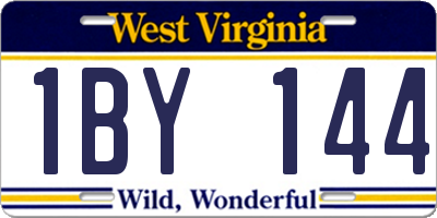 WV license plate 1BY144