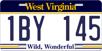 WV license plate 1BY145