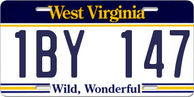 WV license plate 1BY147