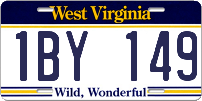 WV license plate 1BY149