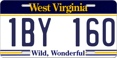WV license plate 1BY160