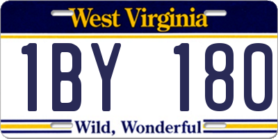 WV license plate 1BY180