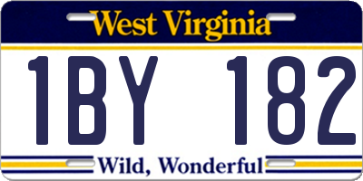 WV license plate 1BY182