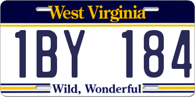 WV license plate 1BY184