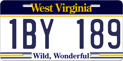 WV license plate 1BY189