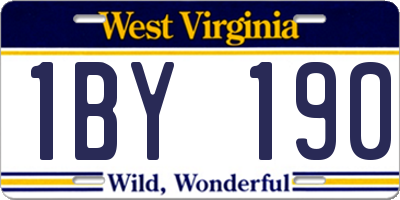 WV license plate 1BY190