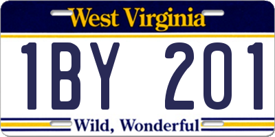 WV license plate 1BY201