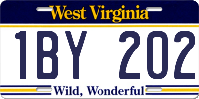 WV license plate 1BY202