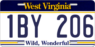 WV license plate 1BY206